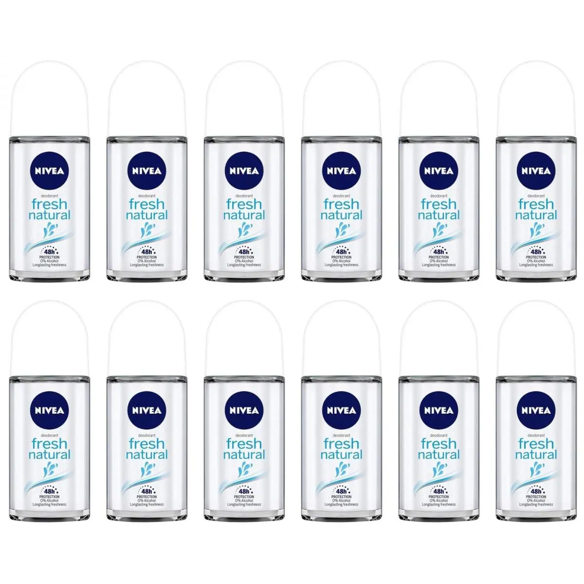 Nivea Women`s Deodorant Roll-on Fresh Natural -pack of 12
