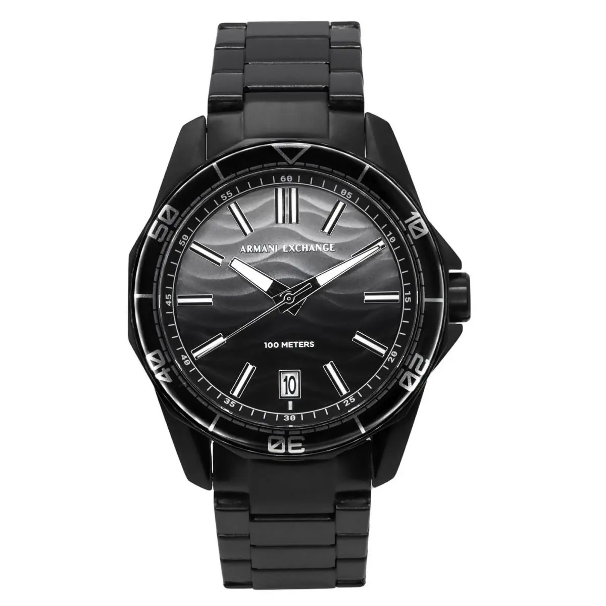 Armani Exchange Black Stainless Steel Grey Dial Quartz 100M Mens Watch AX1952