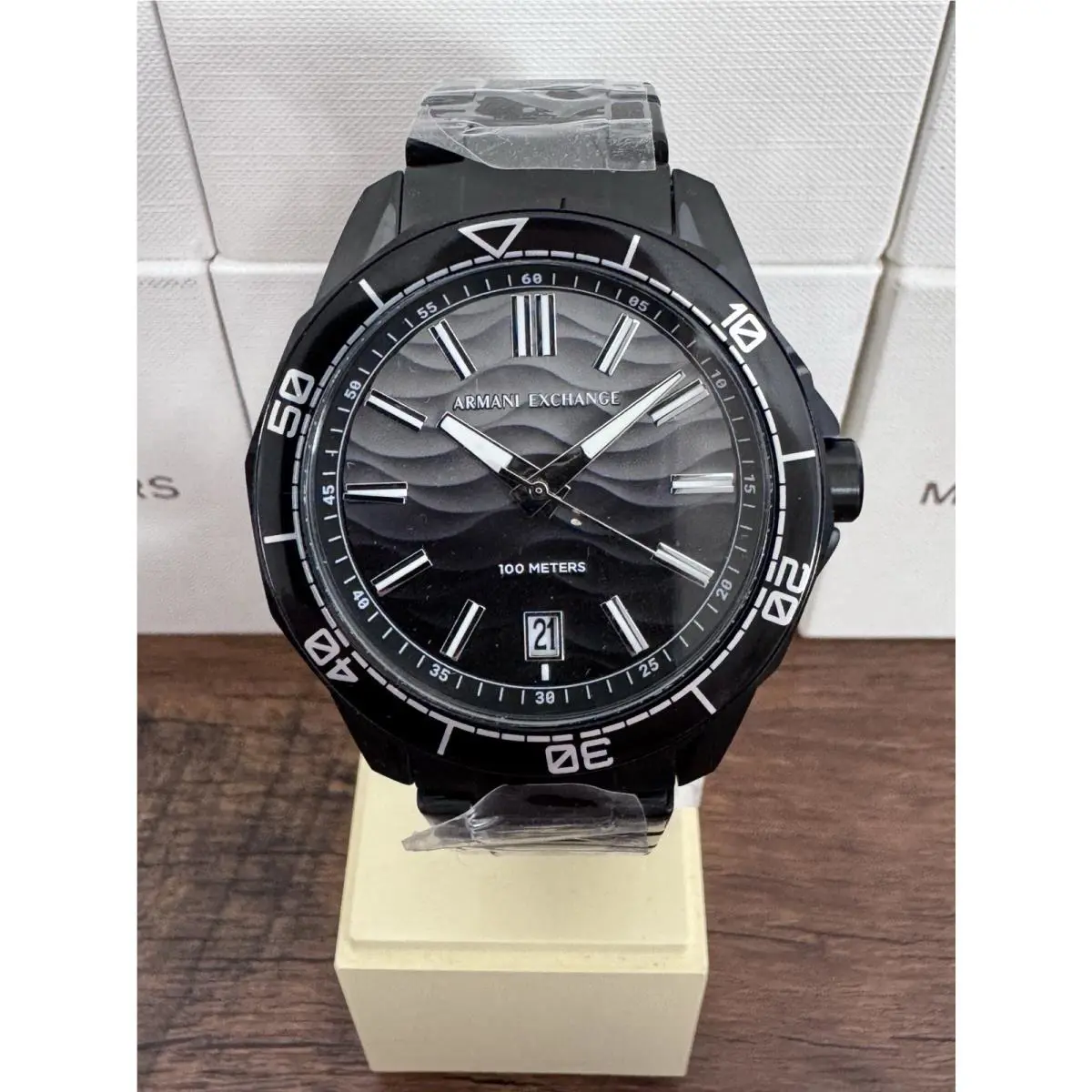 Armani Exchange Black Stainless Steel Grey Dial Quartz AX1952 100M Mens Watch
