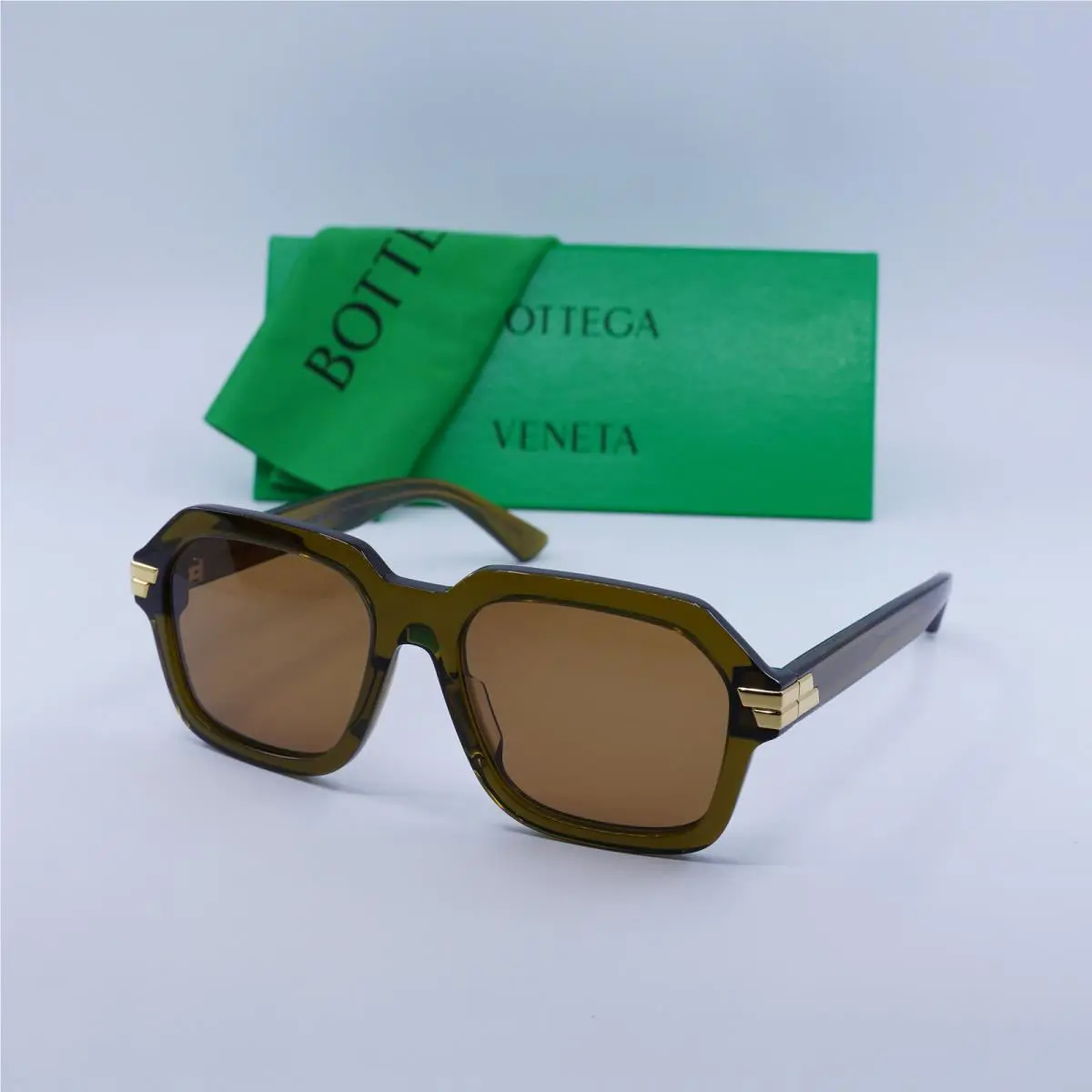 Bottega Veneta BV1123S 004 Transparent Green/brown 56-18-140 Sunglasses
