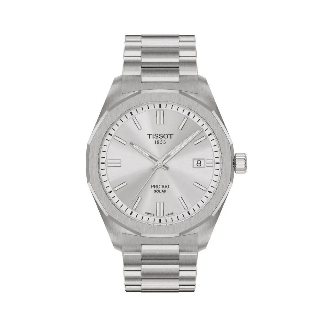 Tissot Prc 100 Solar Men`s Silver Dial Quartz Watch T151.422.11.031.00 - Face: Silver, Dial: Silver, Band: Silver