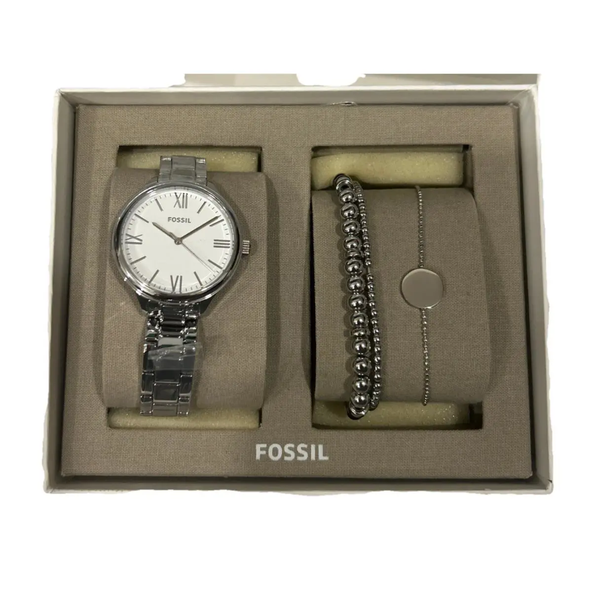 Fossil Suitor Three-hand Watch Bracelet Set Silver Alloy BQ3542SET