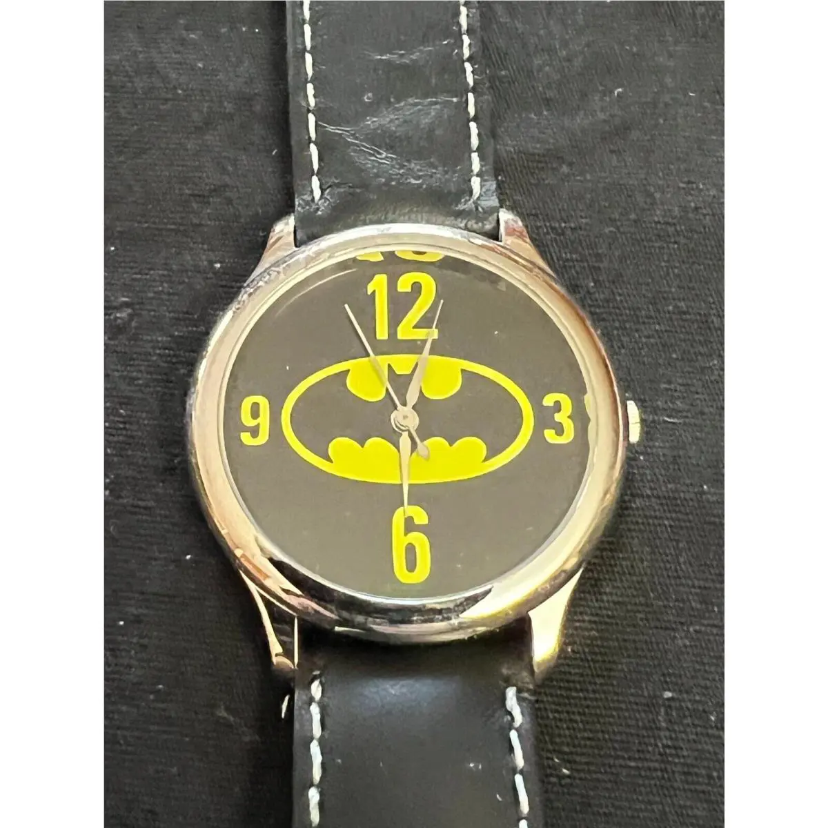 Fossil Batman BA-6305 Black Leather Quartz Analog Men`s Watch