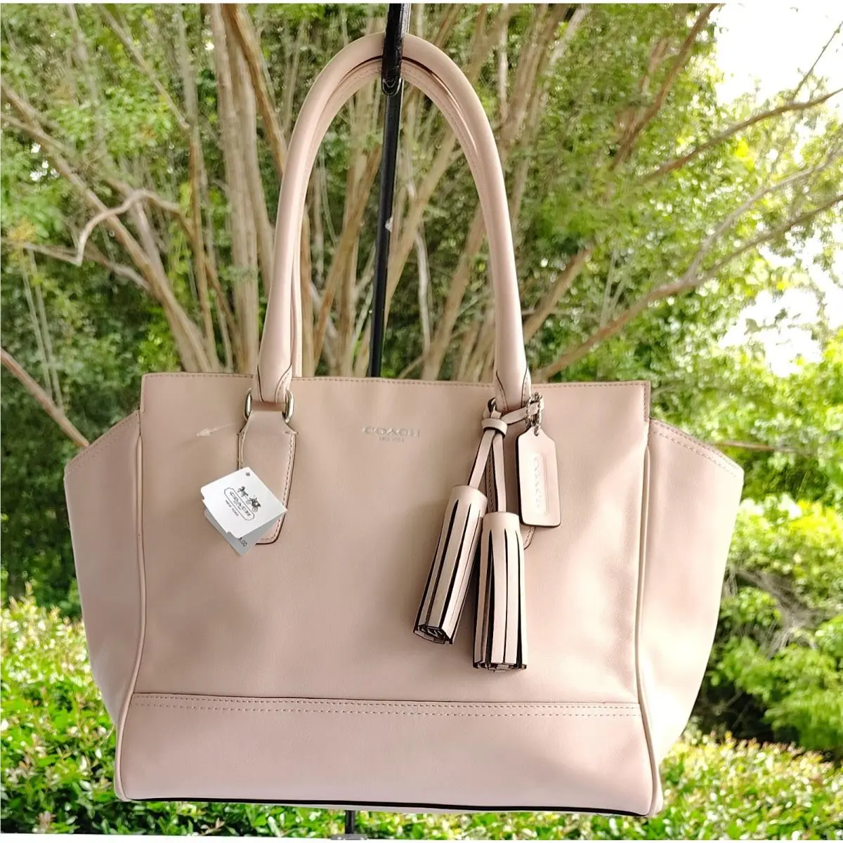 Coach 24201 Large Legacy Haley Ballet Slipper Pink Leather Satchel with Tassel