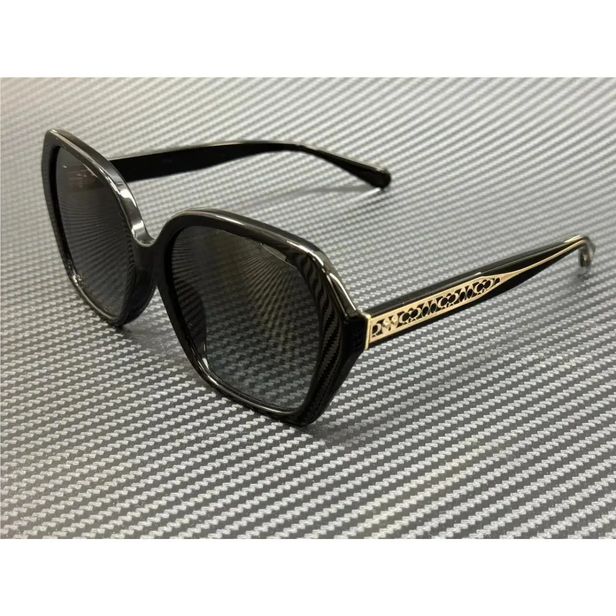 Coach HC8404U 50023C Black Grey Gradient Women`s Sunglasses 56 Mm/new