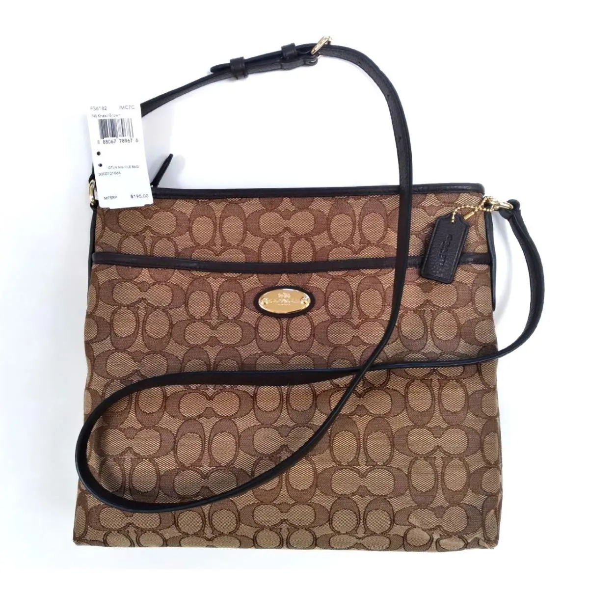 Coach F36182 Khaki/brown Signature File Bag