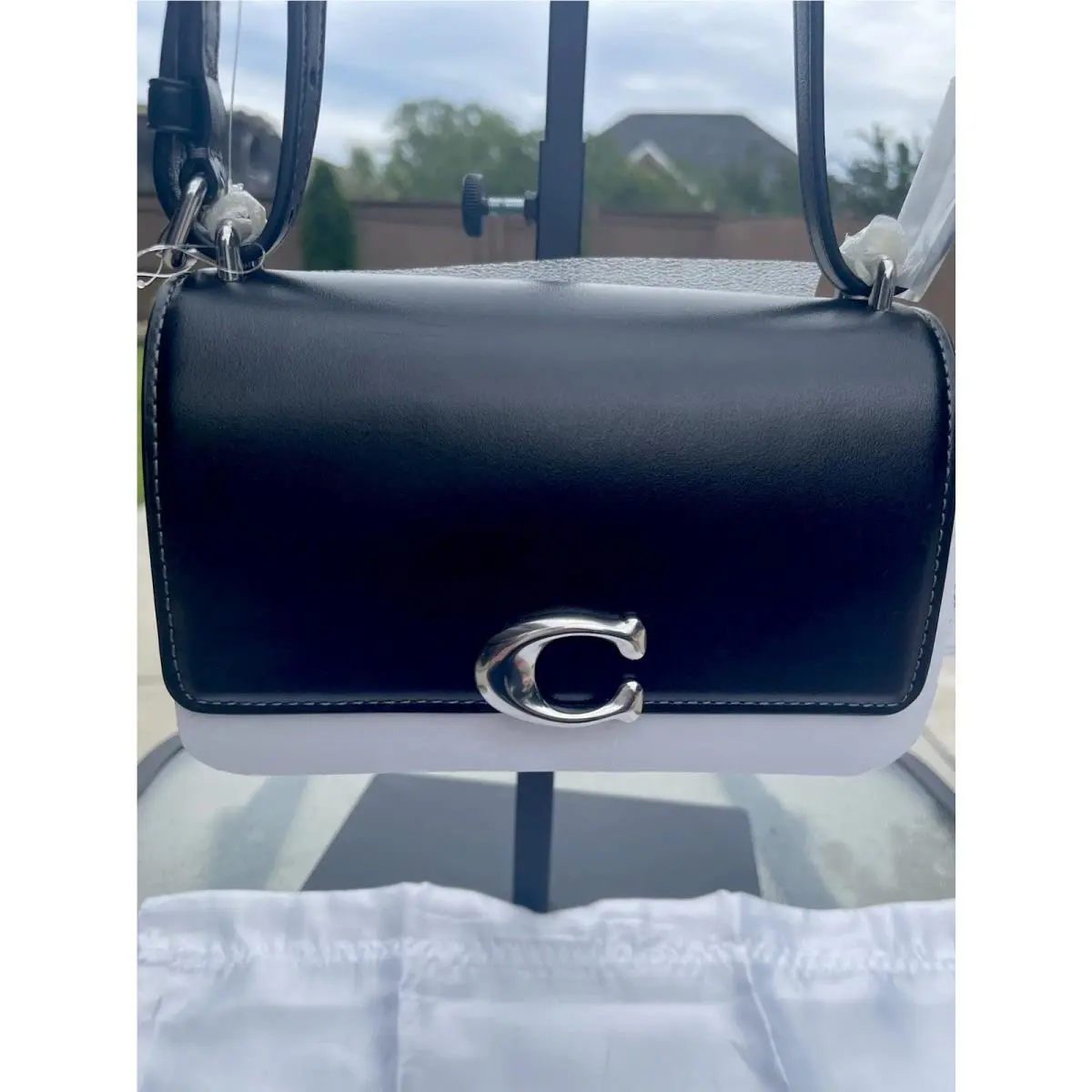 Coach Women`s Luxe Refined Black Calf Leather Bandit Crossbody