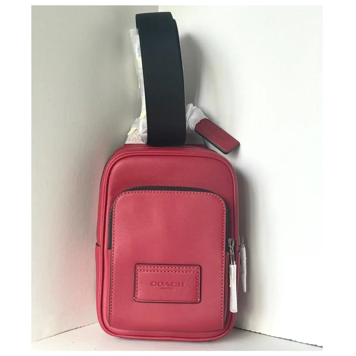 Coach Racer Sling Pack CU252 True Red Calf Leather Small Crossbody Silver