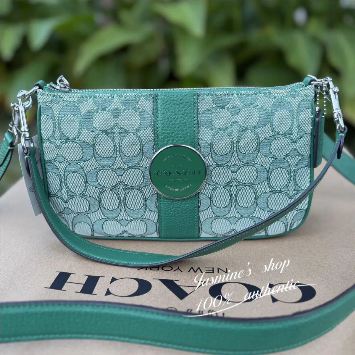 Coach Lonnie Baguette In Signature Jacquard c8306