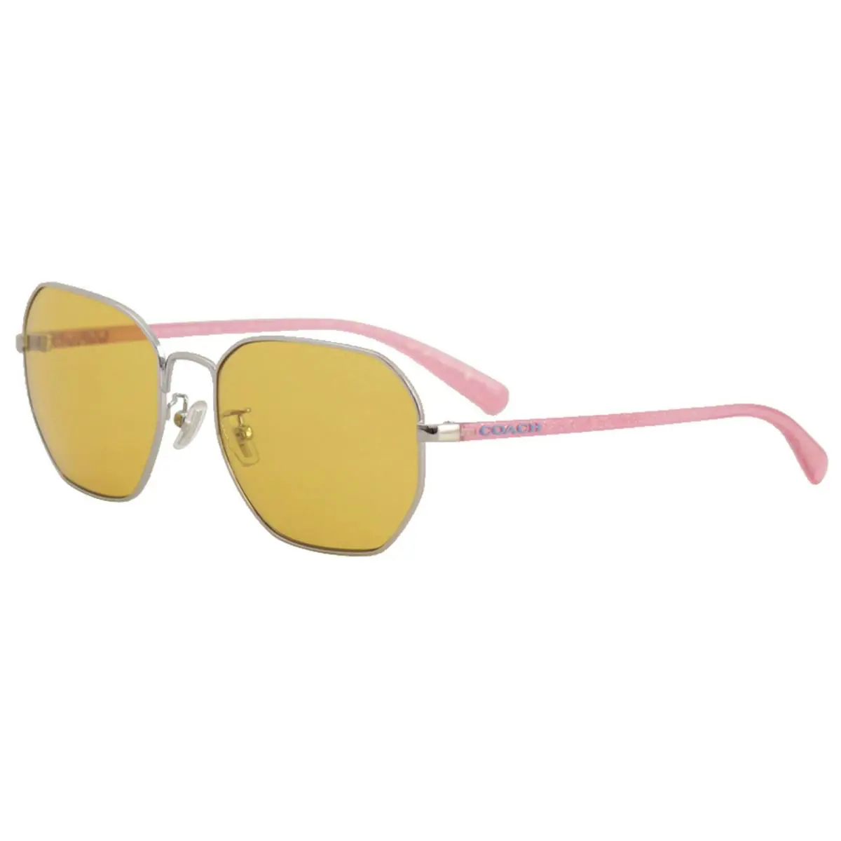 Coach Women`s HC7092 HC/7092 900185 Silver/shimmer Pink Square Sunglasses 56mm