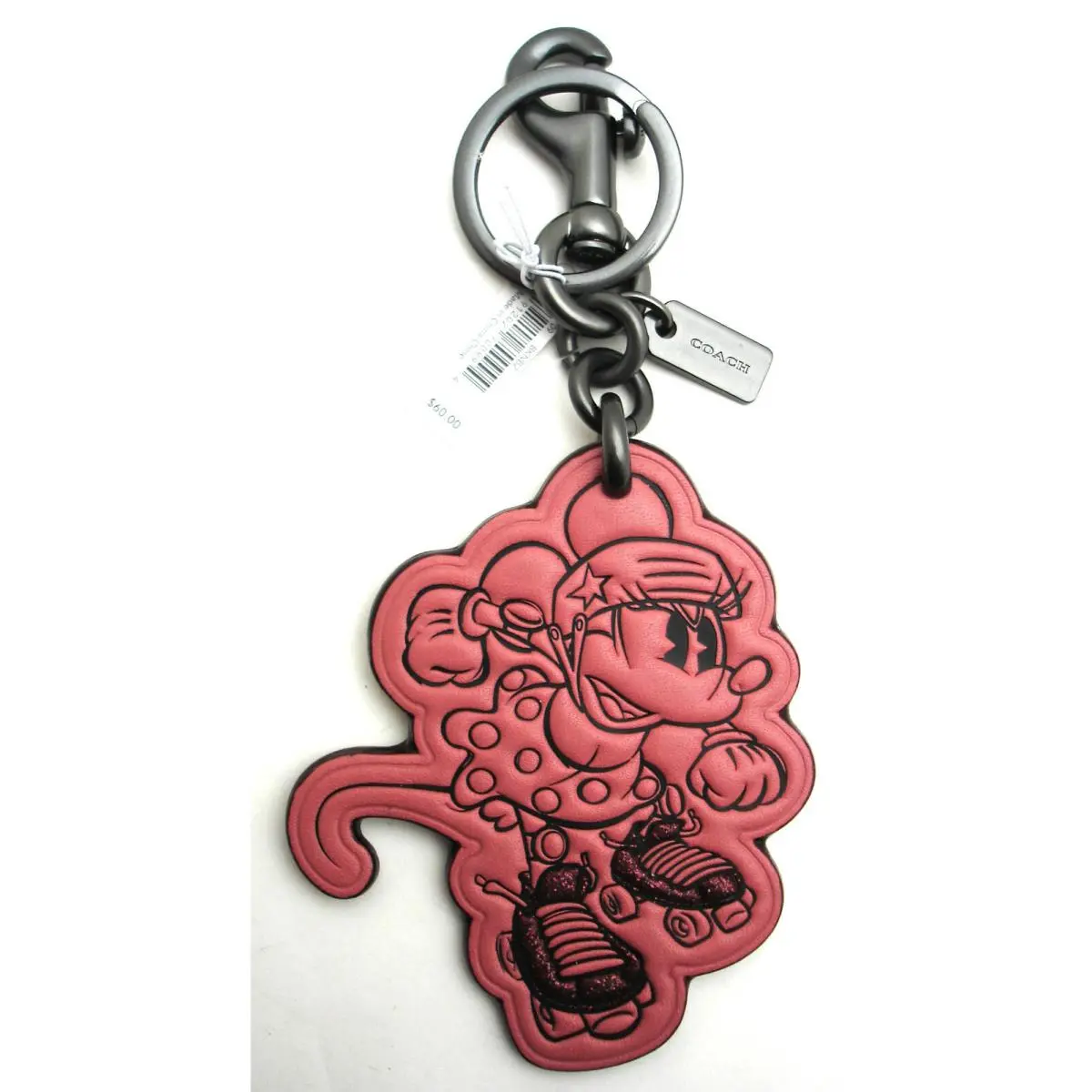 Coach Disney X Minnie Mouse Rollerskate Keyfob Keychain Purse Charm Pink