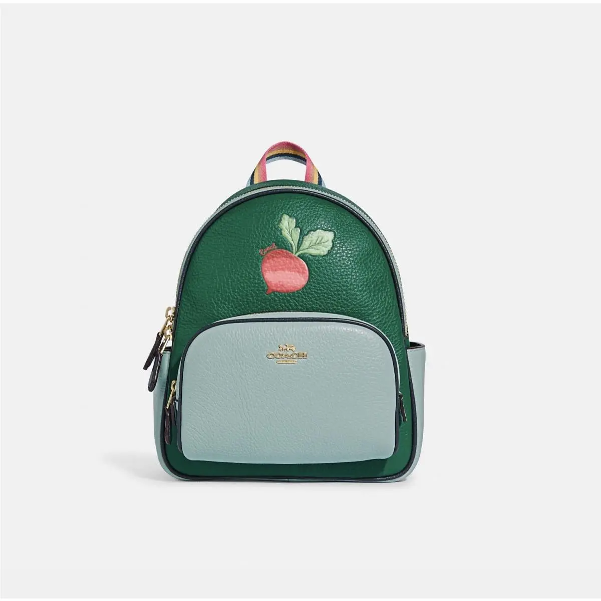 Coach Mini Court Backpack with Radish Gold/green/light Teal Multi C8259