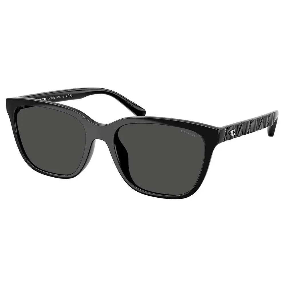 Coach Cae86 HC 8429D 500287 Black Plastic Square Sunglasses Grey Lens