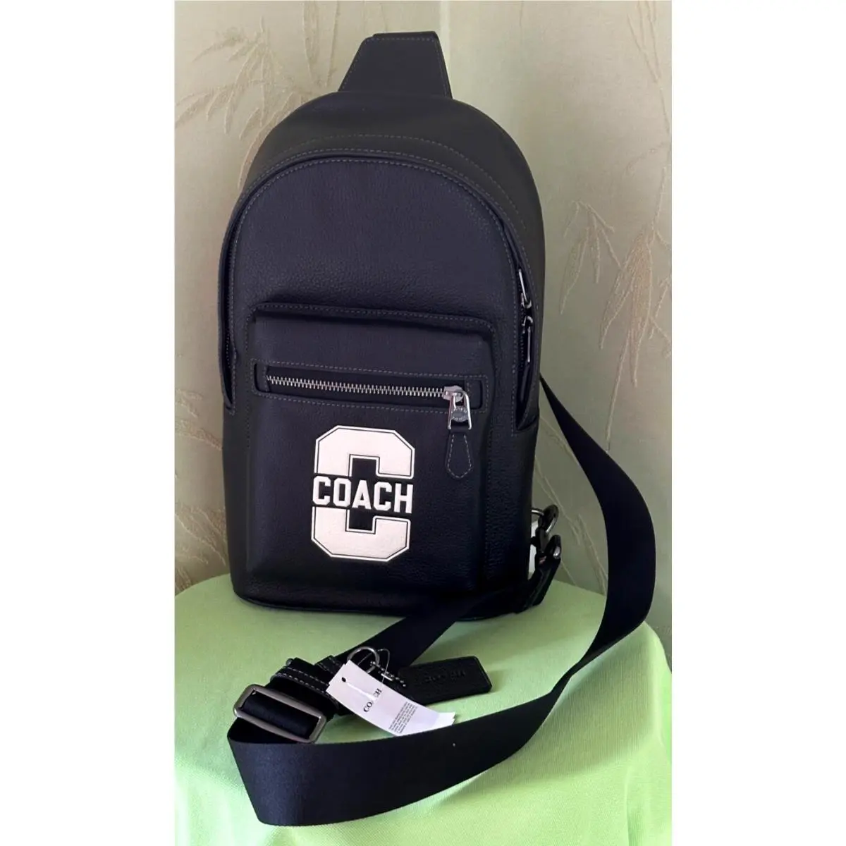 Coach West Pack with Varsity Motif:nwt Black/chalk Leather