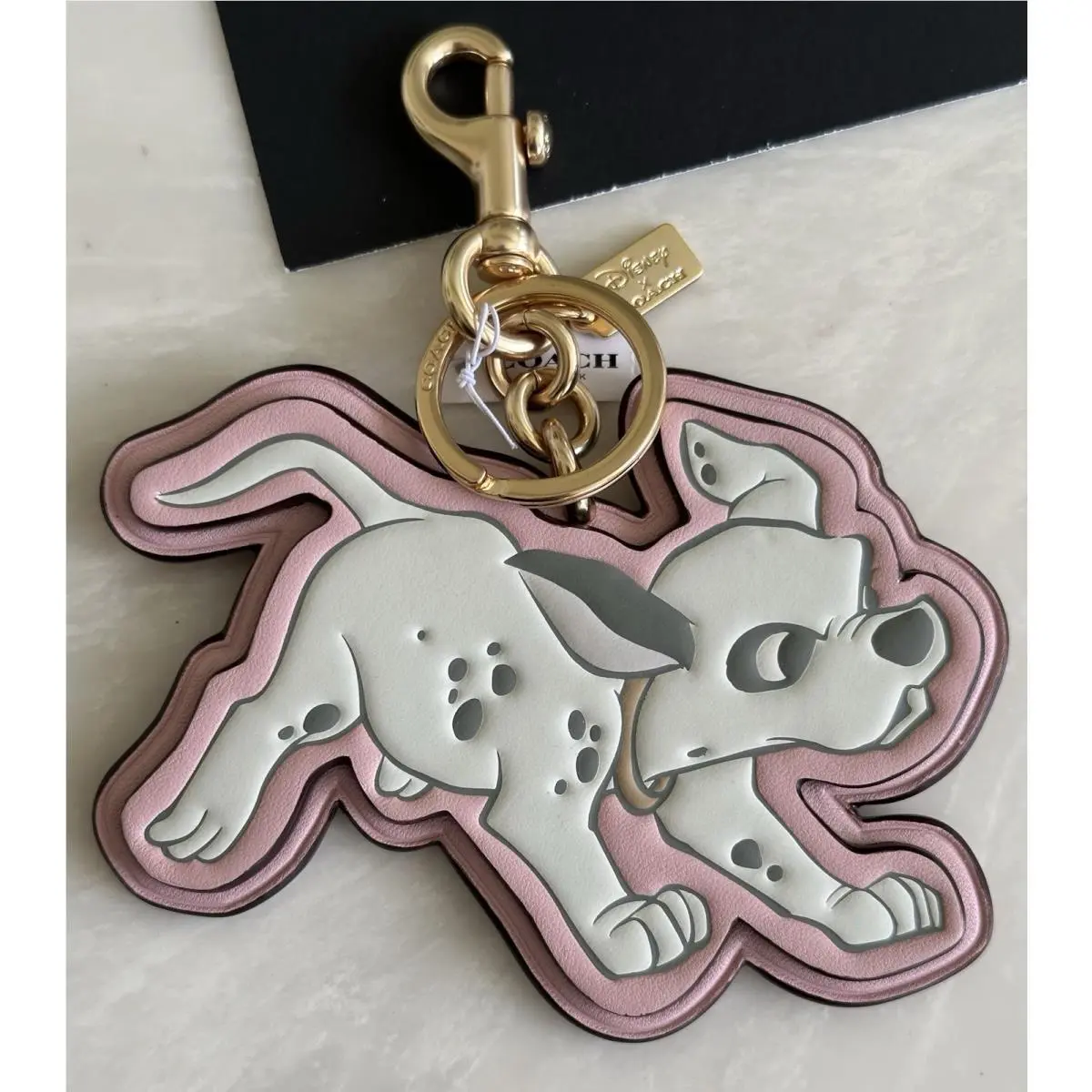 Disney X Coach Dalmatian Chalk/pink Leather Bag Charm Keyring Fob 89991