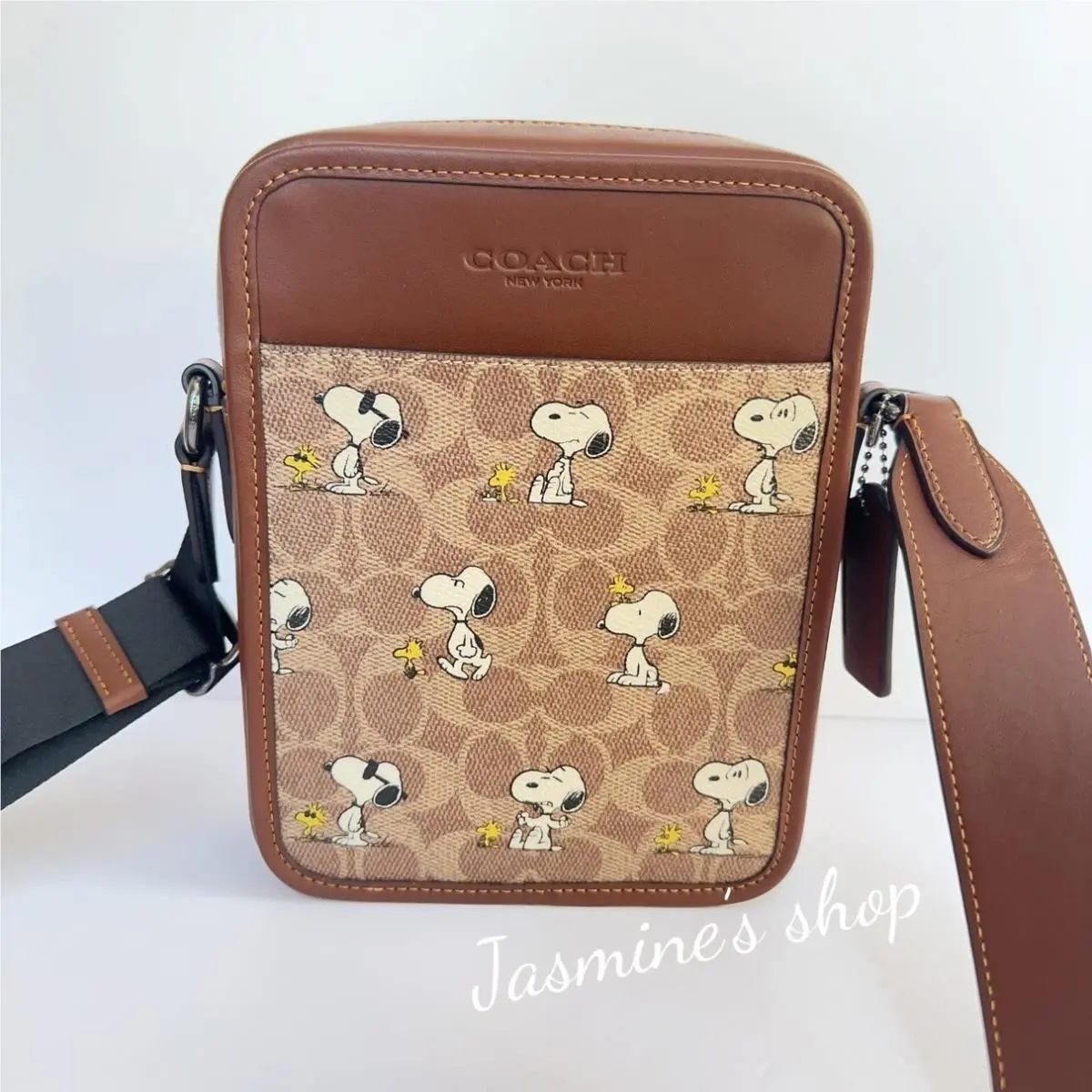 Coach X Peanuts Sullivan Crossbody Bag Signature Canvas Snoopy Print CBK48