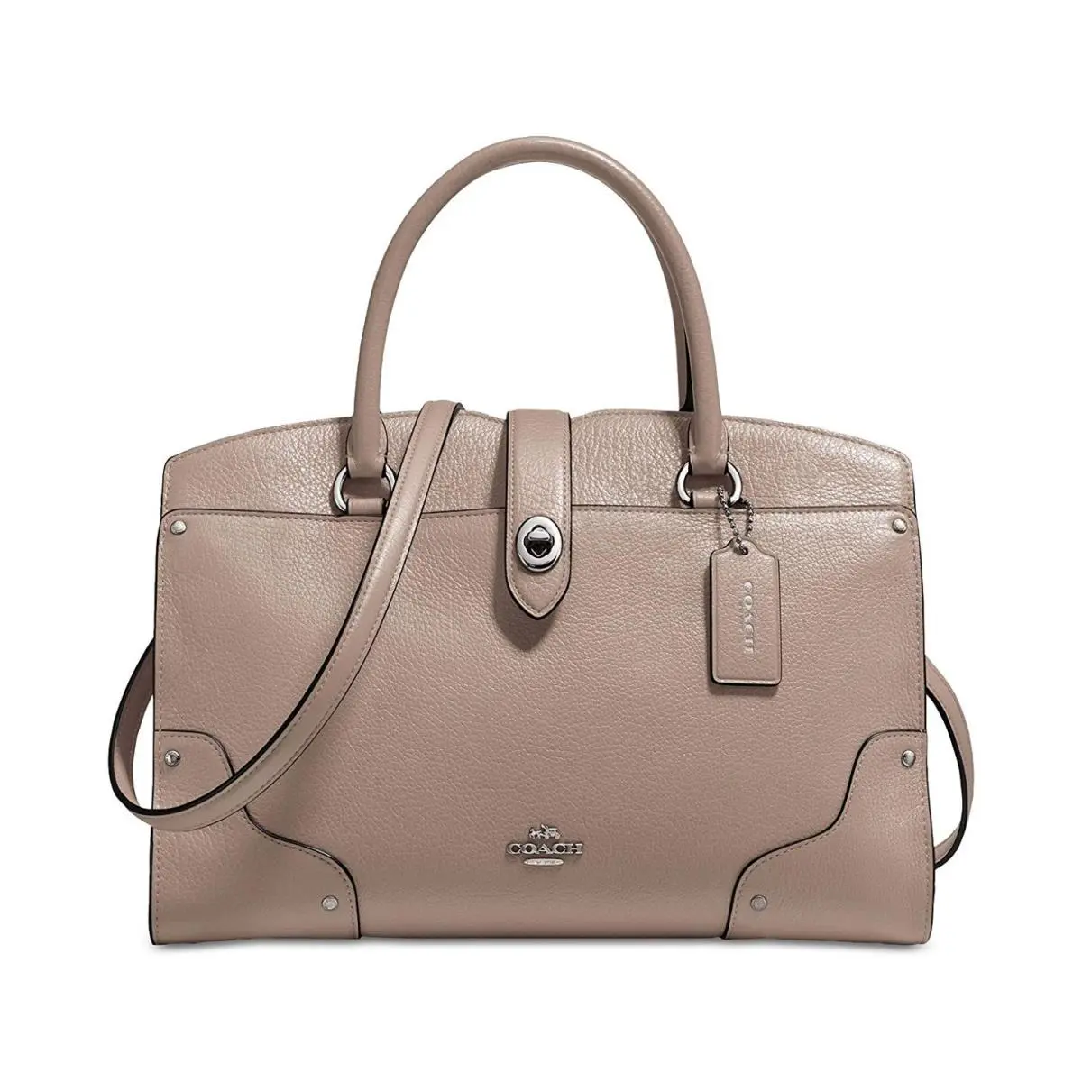 Coach Womens Mercer 30 Satchel Bag Leather Handbag Turnlock Silver Stone
