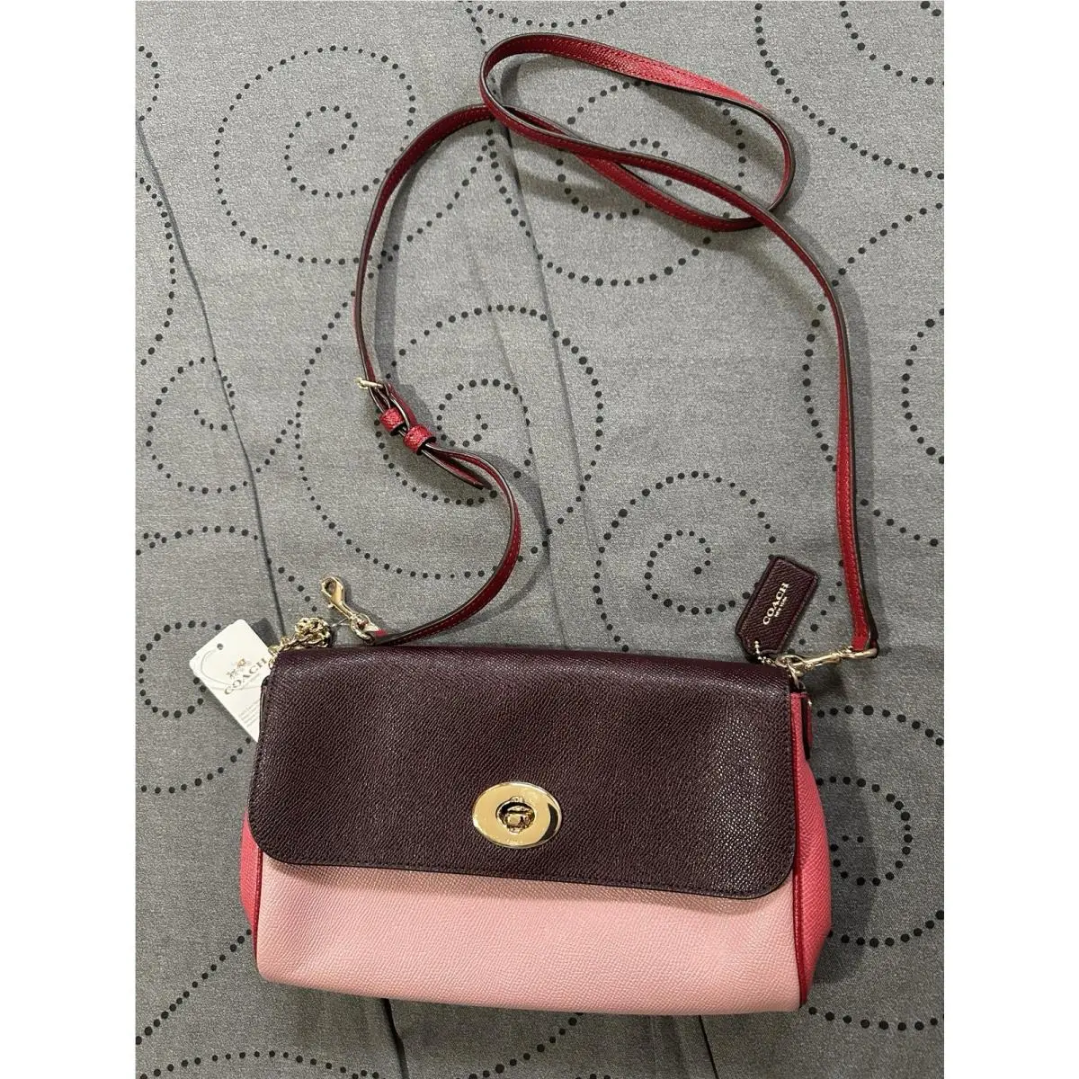 Coach F57501 Ruby Leather Crossbody Shoulder Clutch Purse Bag