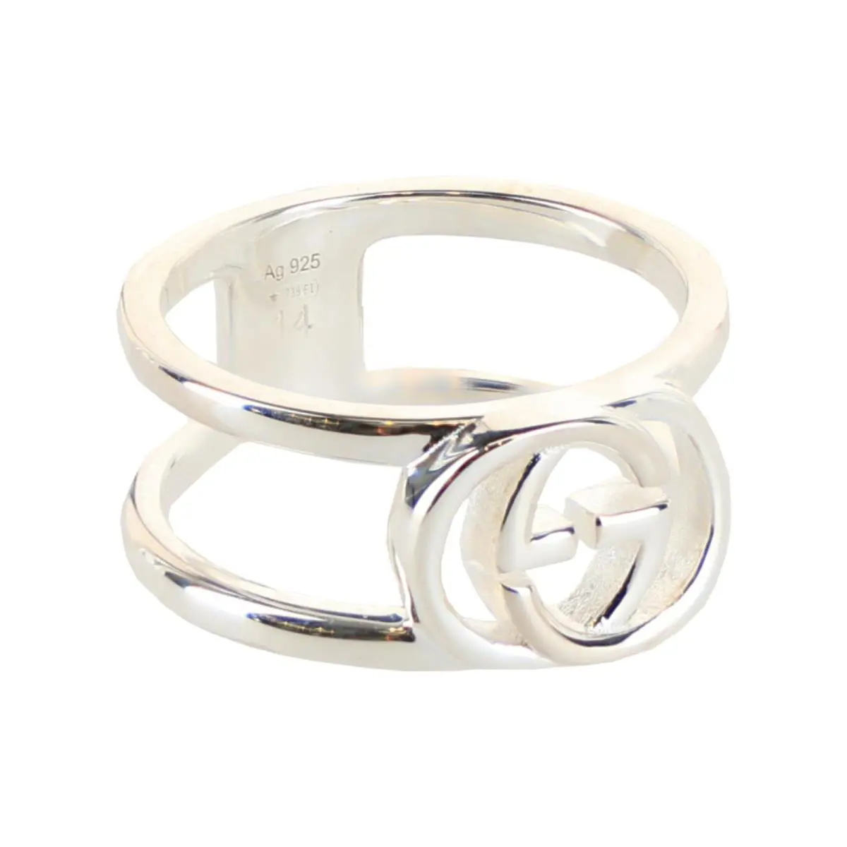 Gucci Womens Interlocking G Cutout Silver Ring