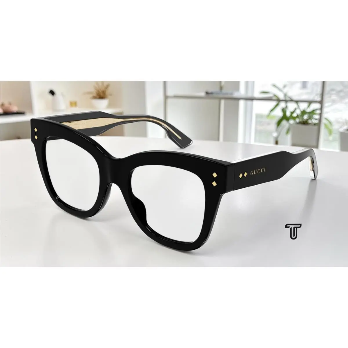 GG1082O 001 Cat Eye Acetate Black Demo Lens 50 mm Women`s Eyeglasses by Gucci
