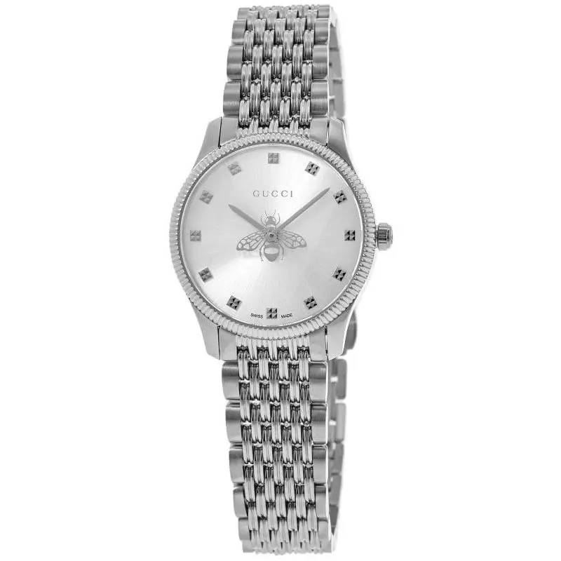 Gucci G-timeless YA1265019 Silver Dial Quartz Women`s Watch 29mm
