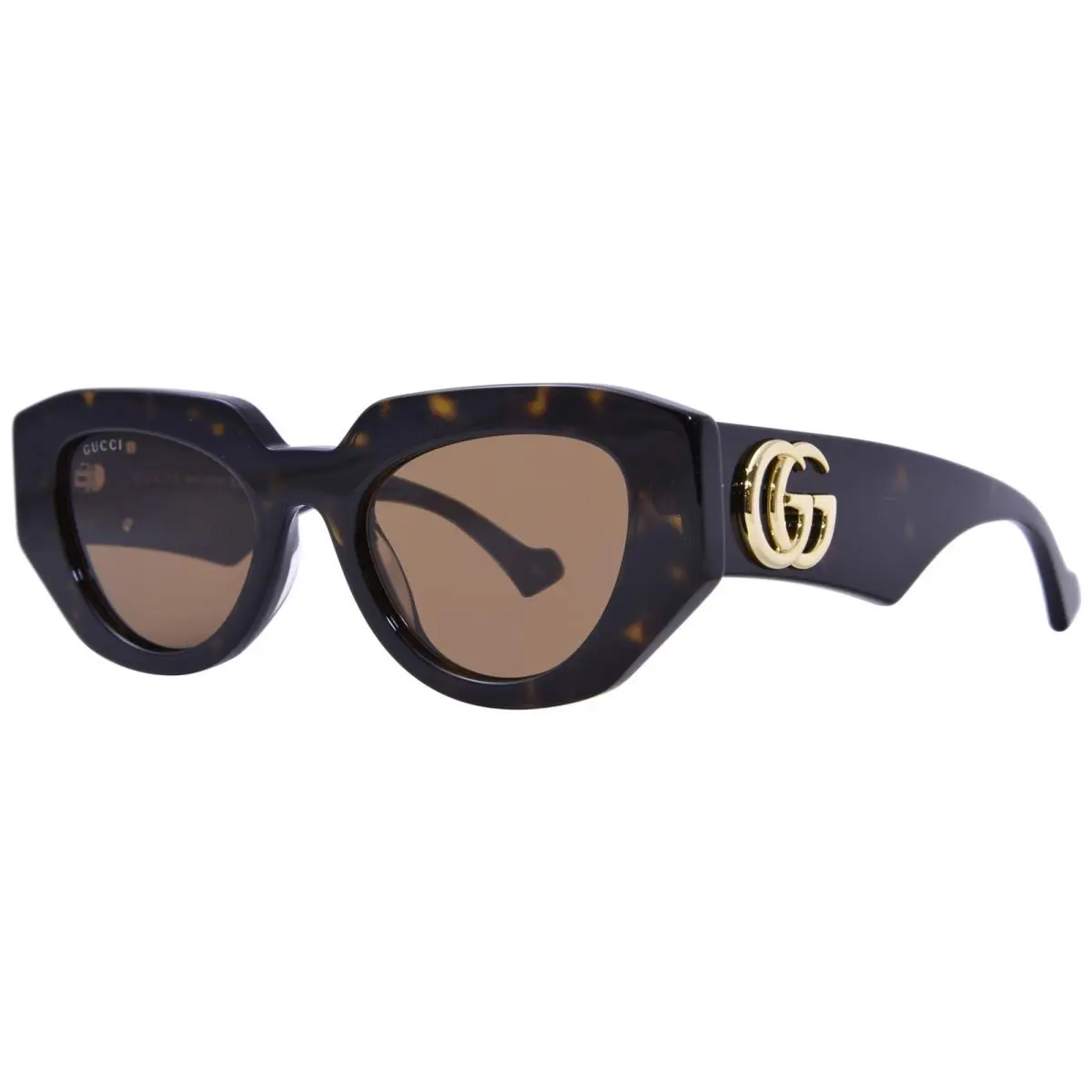 Gucci GG1421S 002 Sunglasses Women`s Havana/gold/brown Lenses Cat Eye Style 51mm