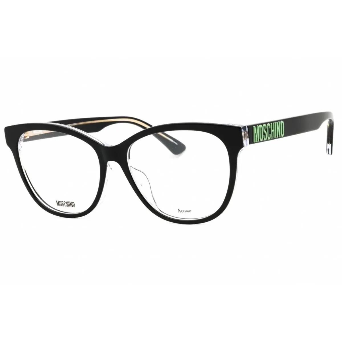 Women`s Eyeglasses Black Crystal Plastic Cat Eye Frame MOS625/F 07C5 00 by Moschino