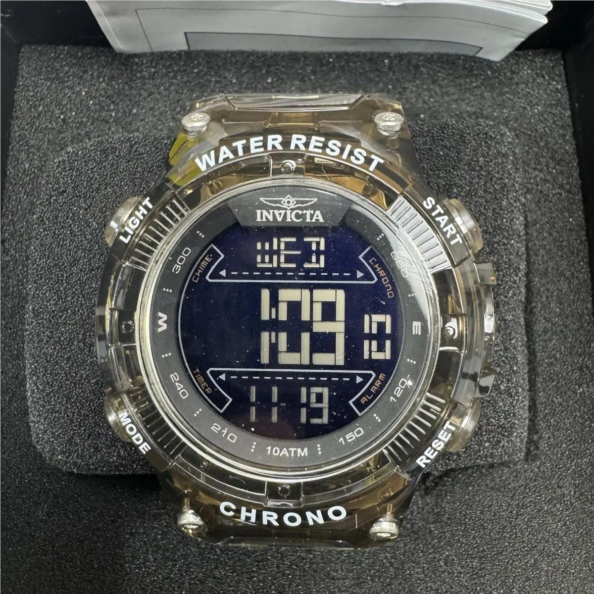 Invicta Men`s 49043 Racing Burnout Chrono Digital Brown Rubber Strap Watch