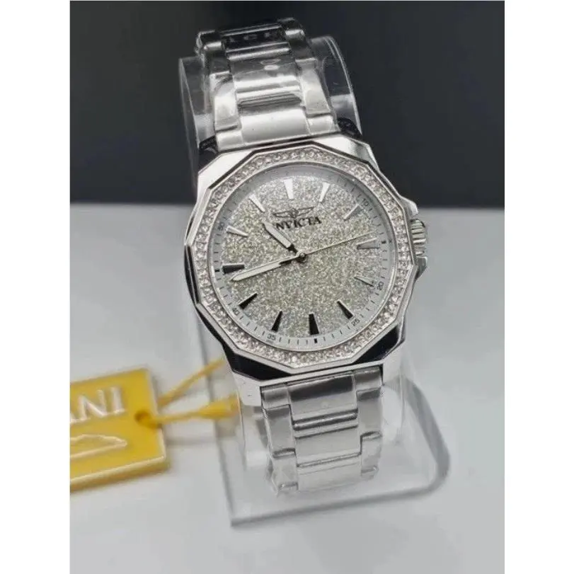 Invicta Speedway Womens Watch 34MM- Crystal Bezel Glitter Silver Dial 49128