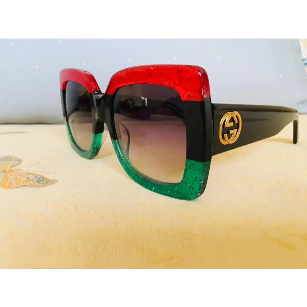 Gucci GG0083s Women Oversized Square Sunglasses Grey Lens