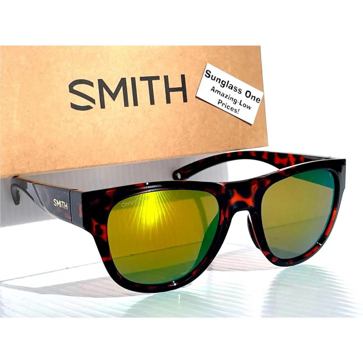 Smith Optics Rockaway Tortoise Chromapop Polarized Green Mirror Lens Sunglass