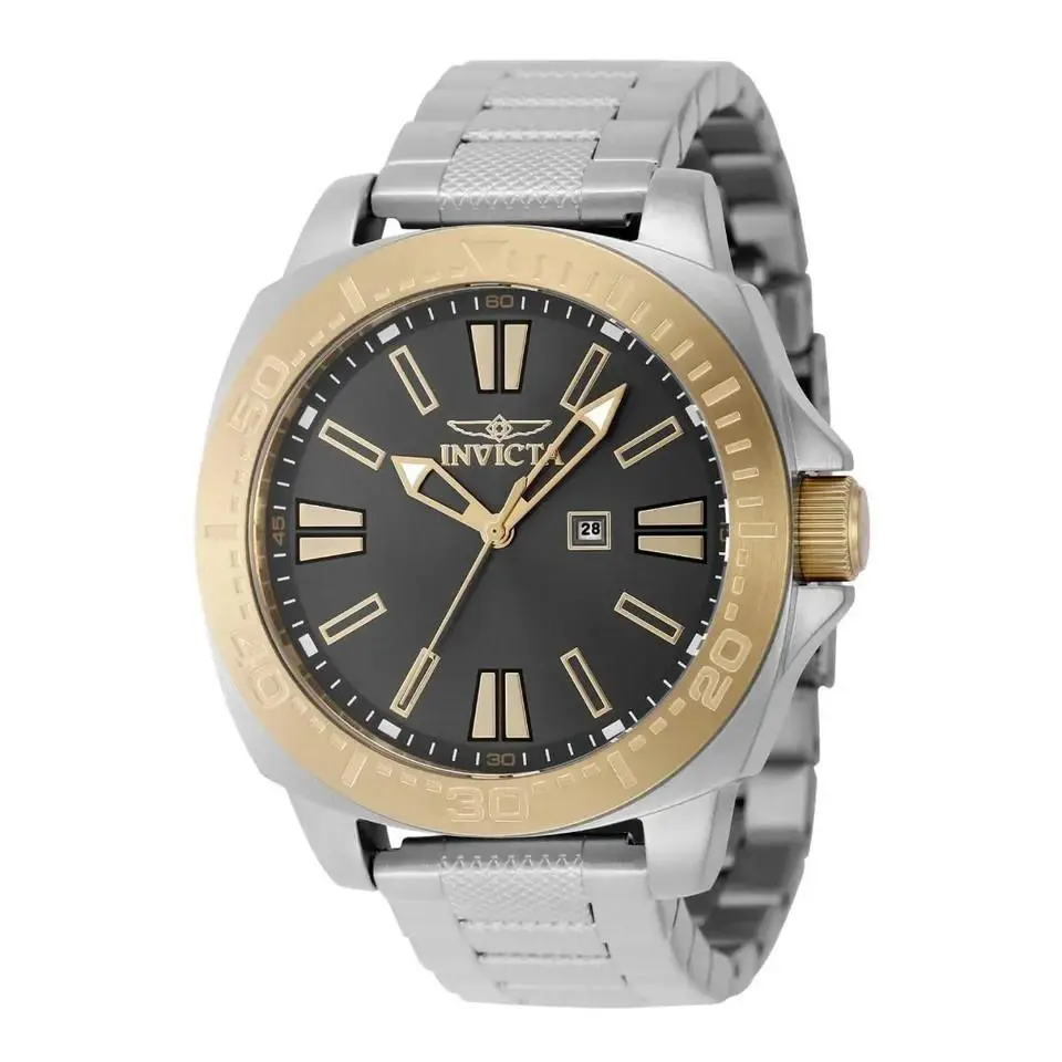 Invicta Speedway Men`s 48mm Watch Silver Gold Stainless SS Black Dial Date 48932