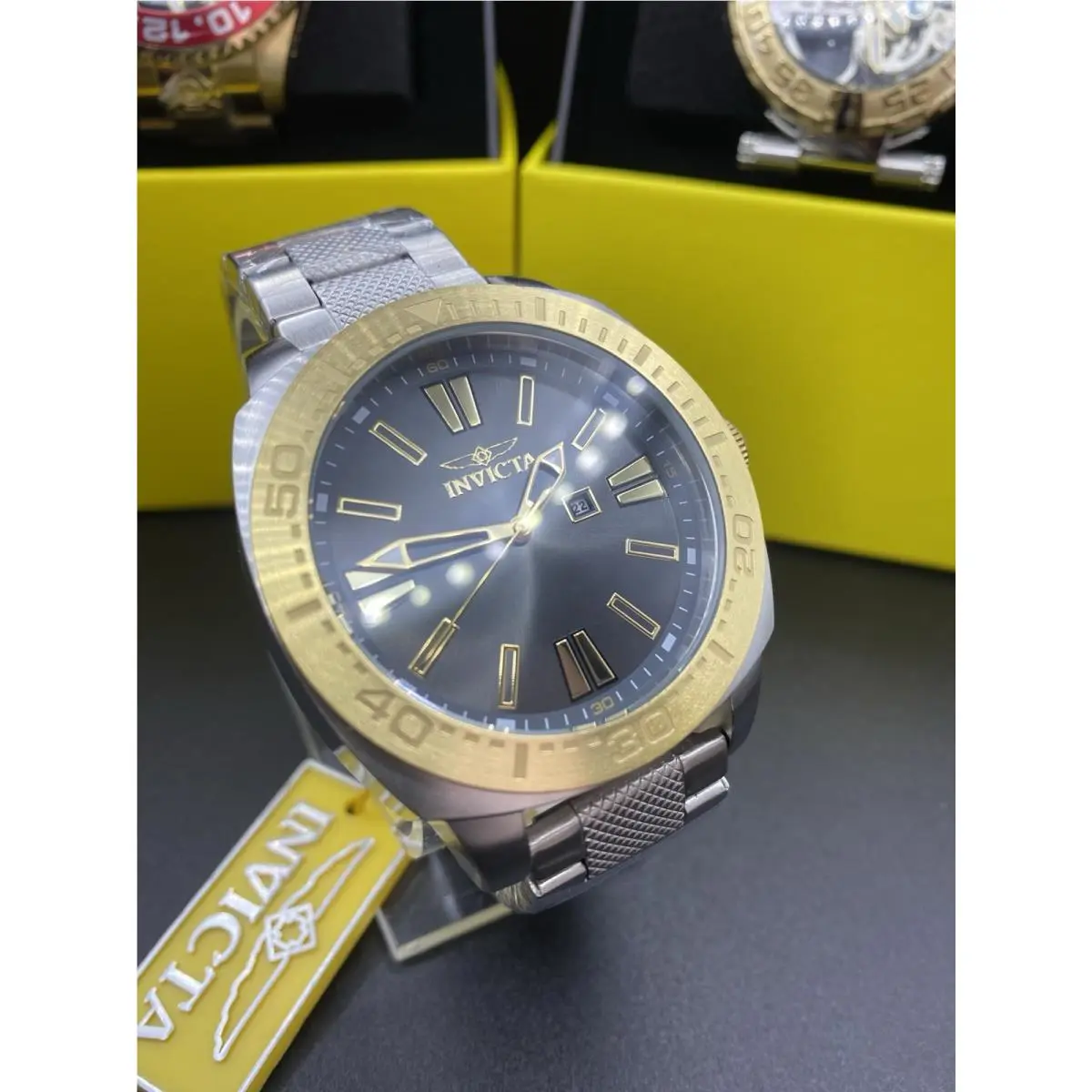Invicta Speedway Mens Watch -46mm Steel w/ Gold Bezel w/ Black Dial -48932