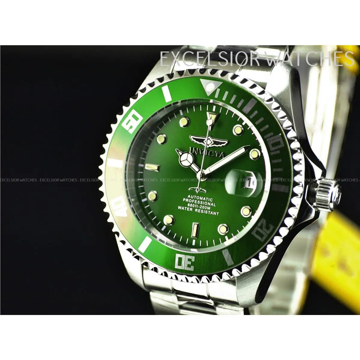 Invicta Men`s 47mm Grand Pro Diver NH35A Automatic Green Dial Silver Tone Watch