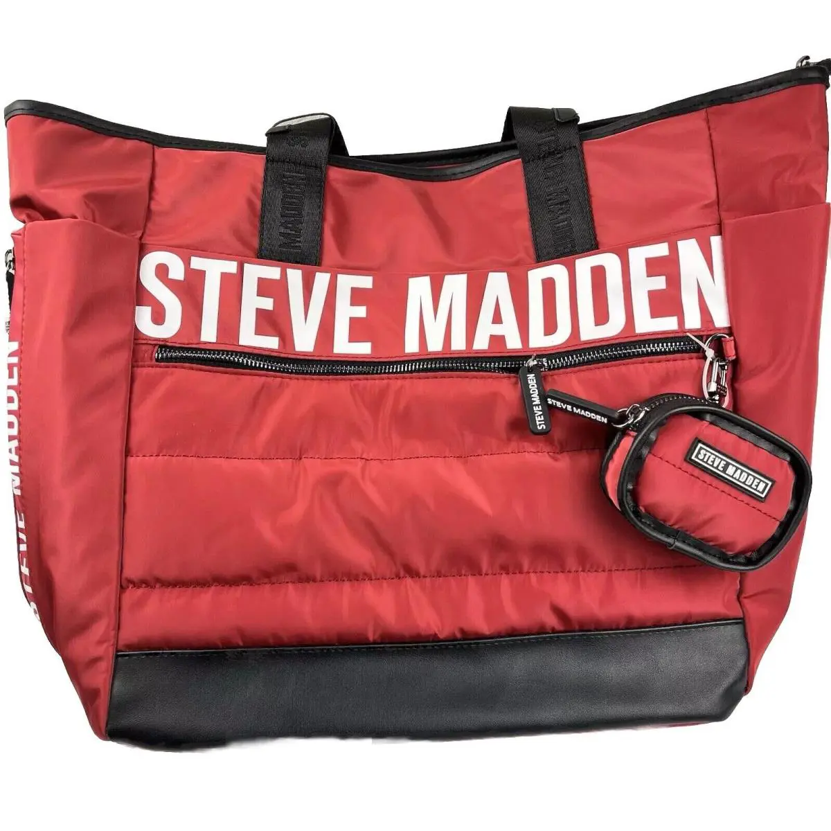 Steve Madden Tote Bag with Coin Purse Red Black Btony DO344040