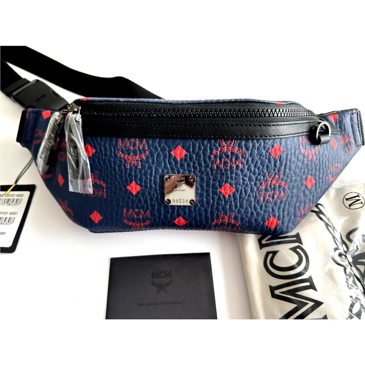 Mcm Navy Blue Spectrum Stark Belt Bag in Skyoptic Visetos MMZCSFO01VS001