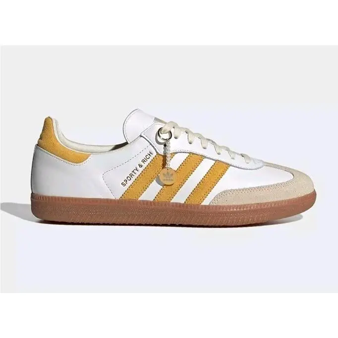 Adidas Samba OG Sporty Rich Trendy Sneakers White Bold Gold Sz 10
