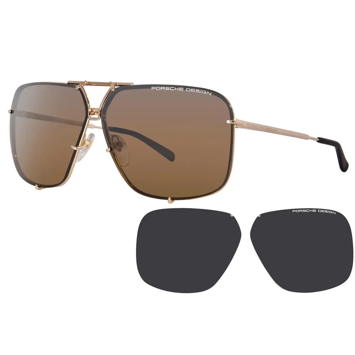 Porsche Design P8928-B Sunglasses Titanium Gold W/extra Interchangeable 67mm - Frame: Gold, Lens: Brown