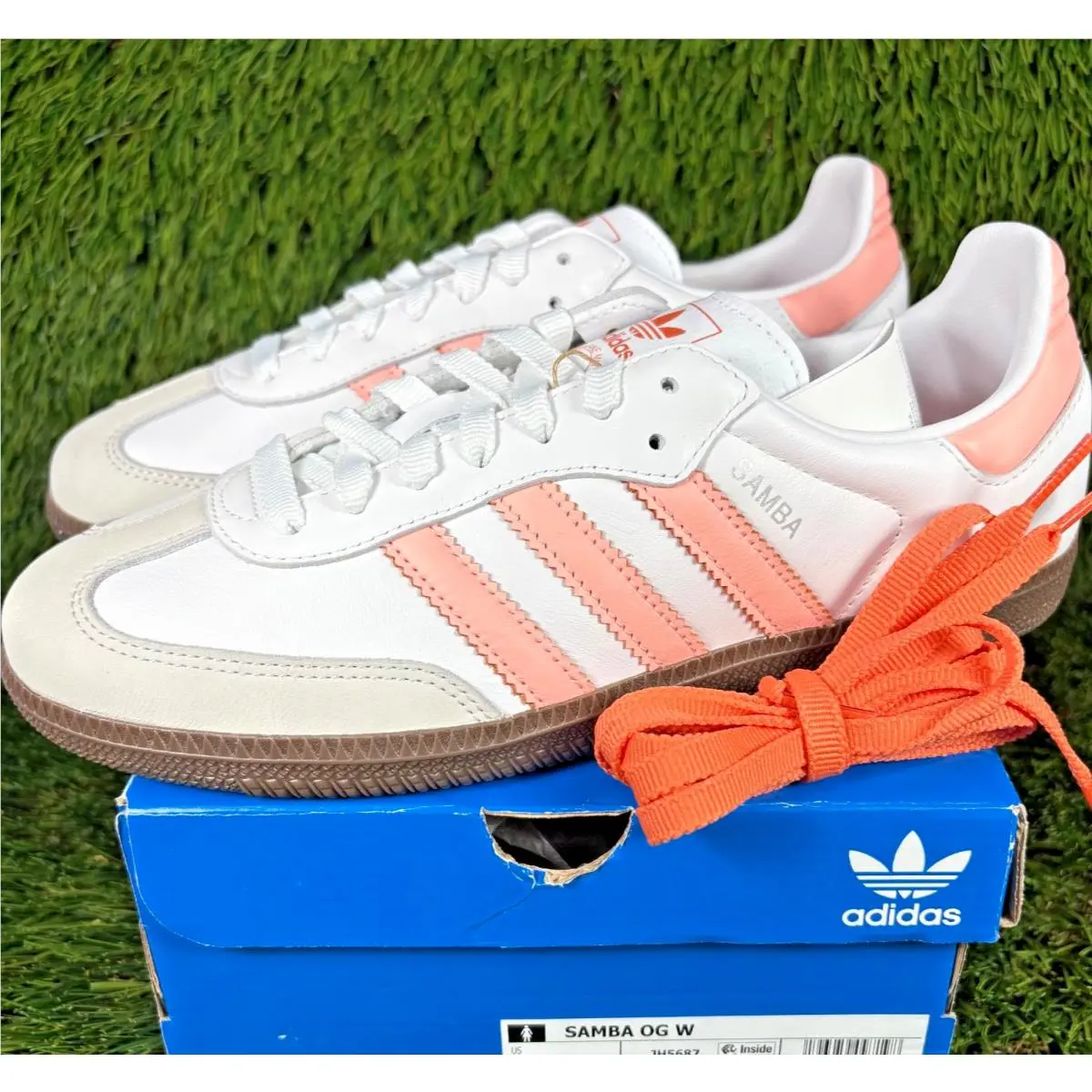 Adidas Originals Samba OG Women`s Size 10 White Coral Pink Orange Shoe JH5687
