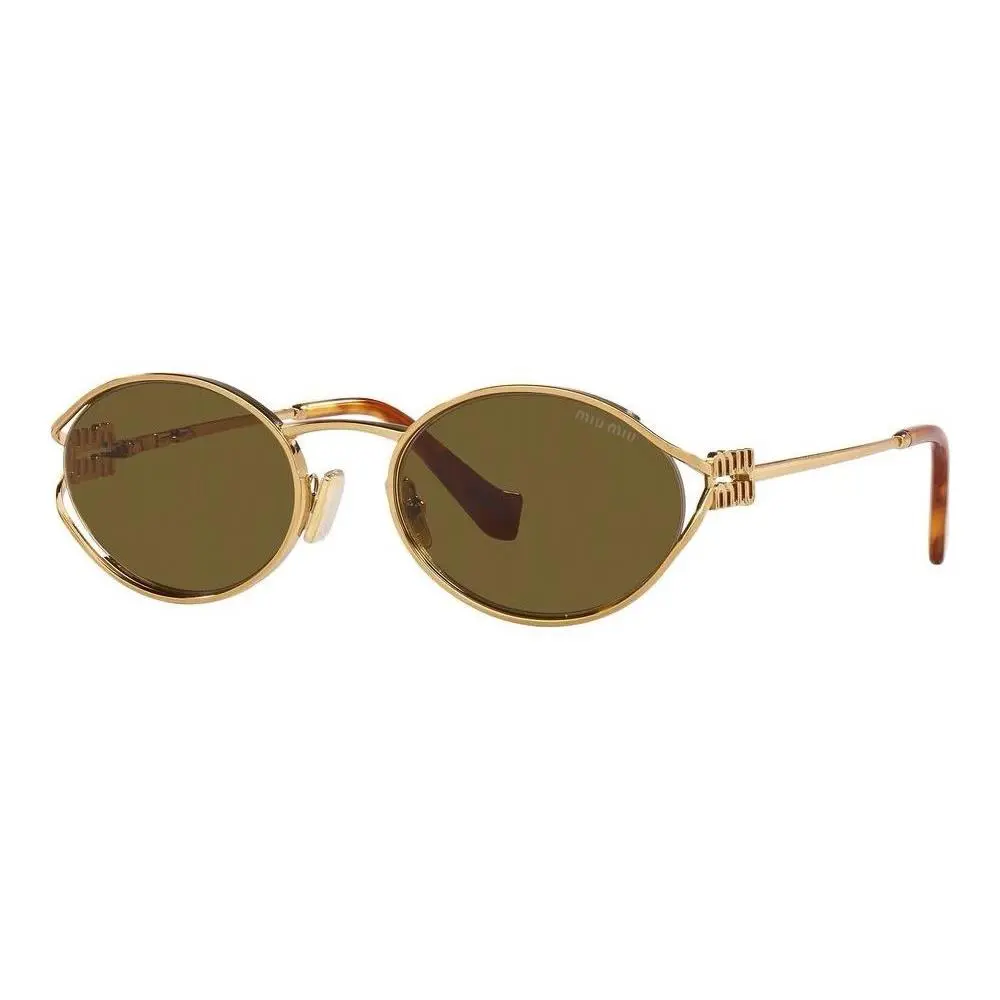 Miu Miu MU 52YS 7OE01T Brass Gold Dark Brown Lens Women Sunglasses