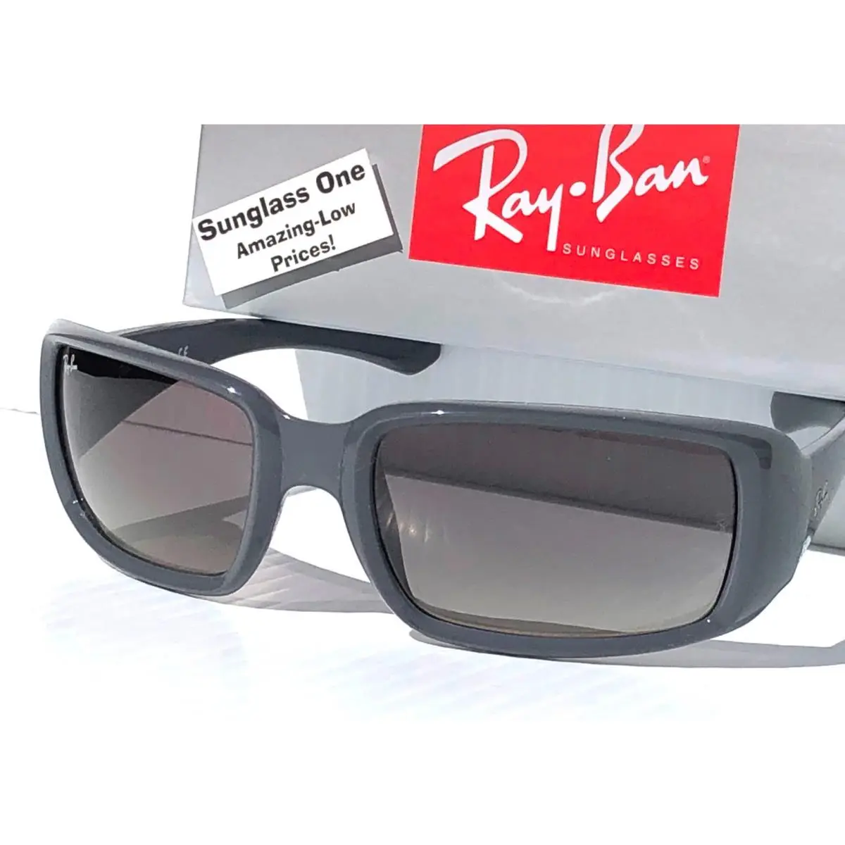 Ray Ban Shiny Grey Gradient Grey Lens Sunglass RB4338 6497/11