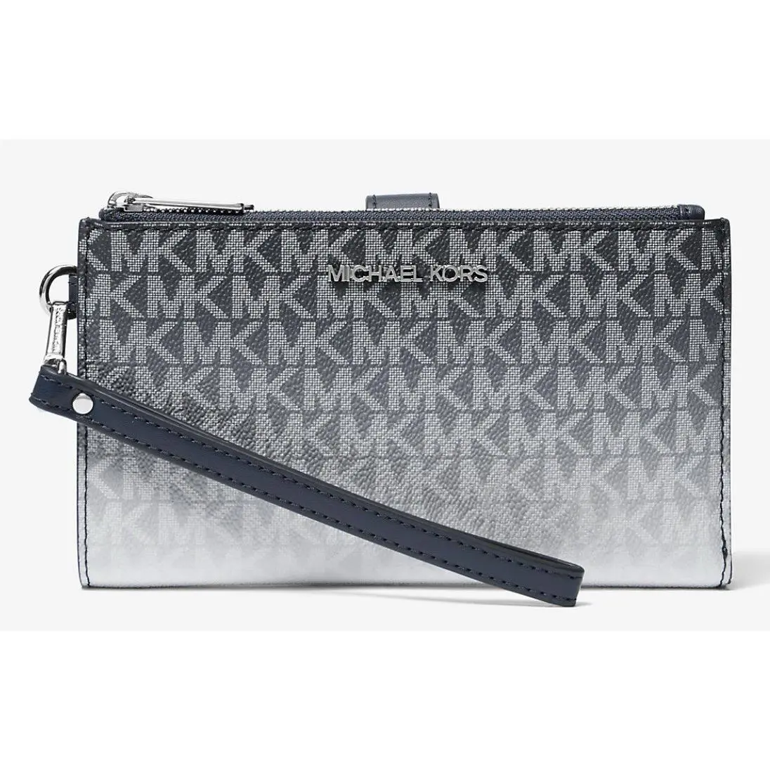 Michael Kors Jet Set Large Ombré Signature Logo Wristlet Wallet Blue w/ Tag