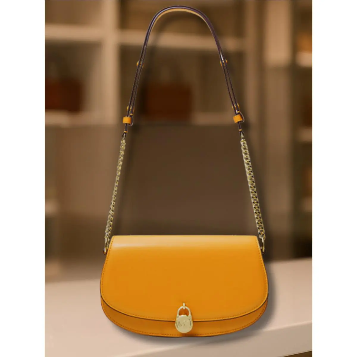 Michael Kors Mila Women Leather Medium Messenger Shoulder Sling Bag Pop Orange