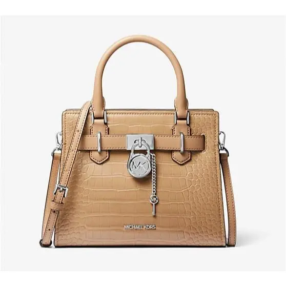 Michael Kors Hamilton Small Crocodile Embossed Satchel Crossbody Lock Msrp: