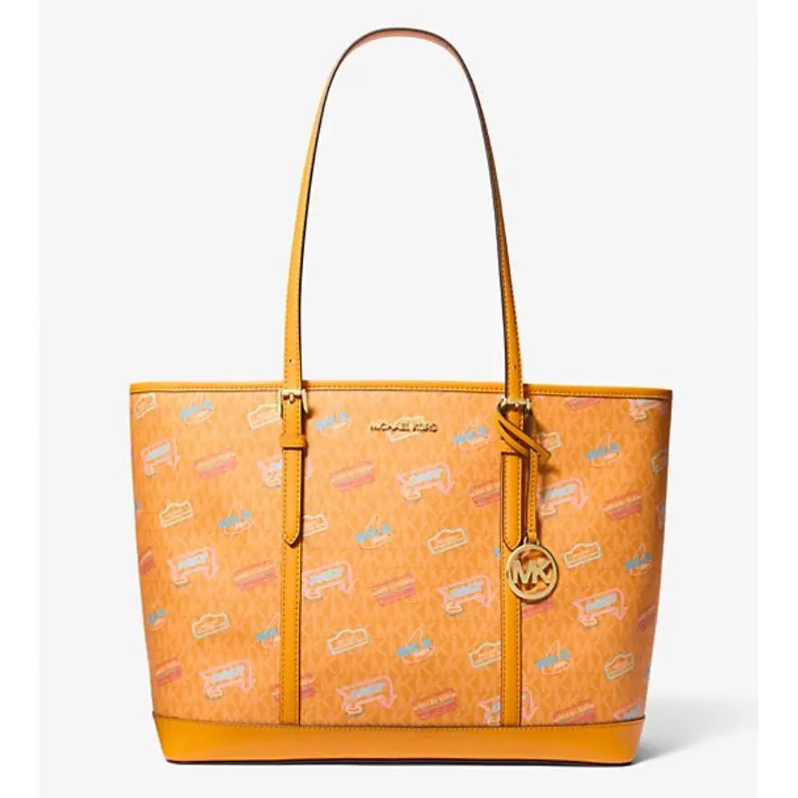 Michael Kors Travel Jet Set Large Printed Signature Logo Tote Bag