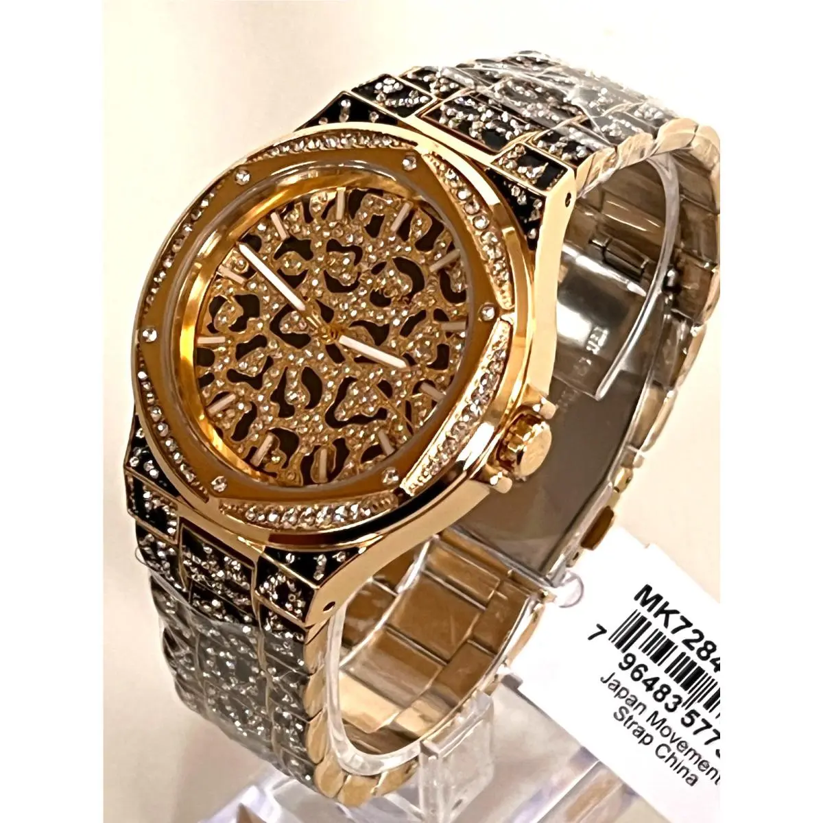 Michael Kors MK7284 Lennox Animal Pavé Gold-tone Womens Watch Gift Box