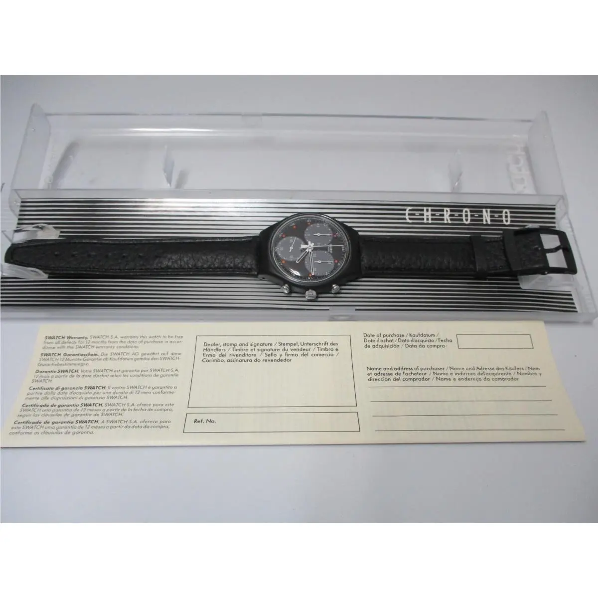 Swatch Chrono SCB106 Wall Street Chronograph Watch in Case Papers Nos Tested