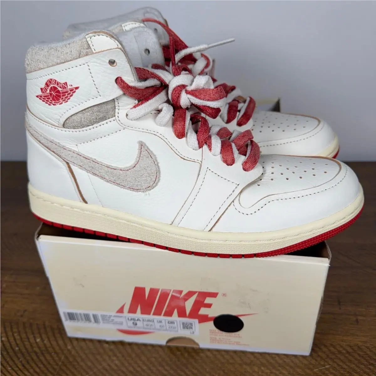 Nike Air Jordan 1 High OG Retro Womens 9 Rare Air Sail Cinnabar Sneakers