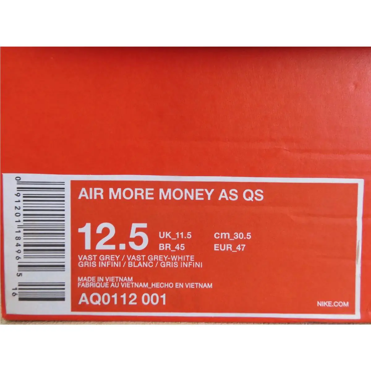 Nike shoes - Nike Air More Money - Air More Money - AQ0112-001 - White (UPC: 091201184965) 6