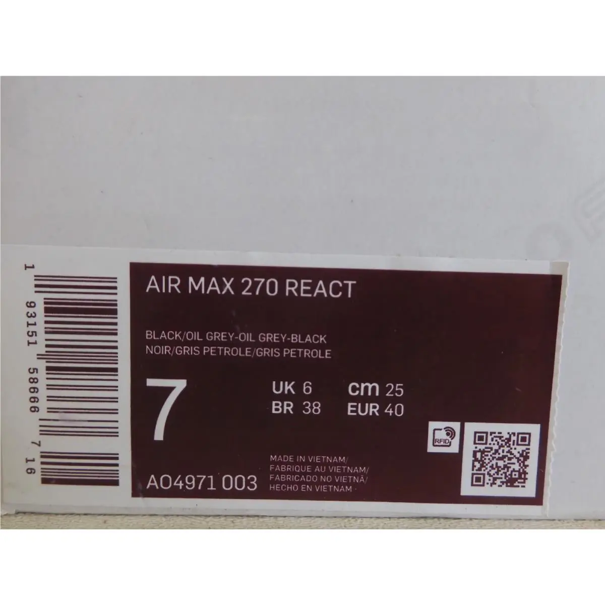 Nike shoes - Nike Air Max 270 React - AO4971-003 - Black (UPC: 193151586667) 3